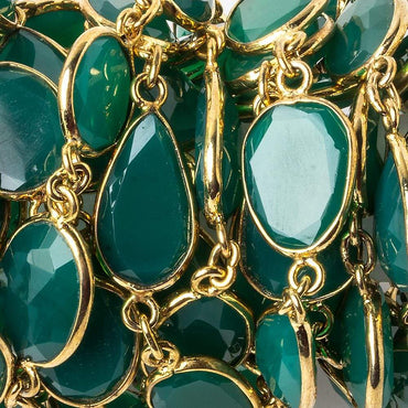 13x13-15x12mm Vermeil Bezel Green Onyx Nugget Vermeil Chain by the foot 14 pcs (ONLINE ORDER ONLY)