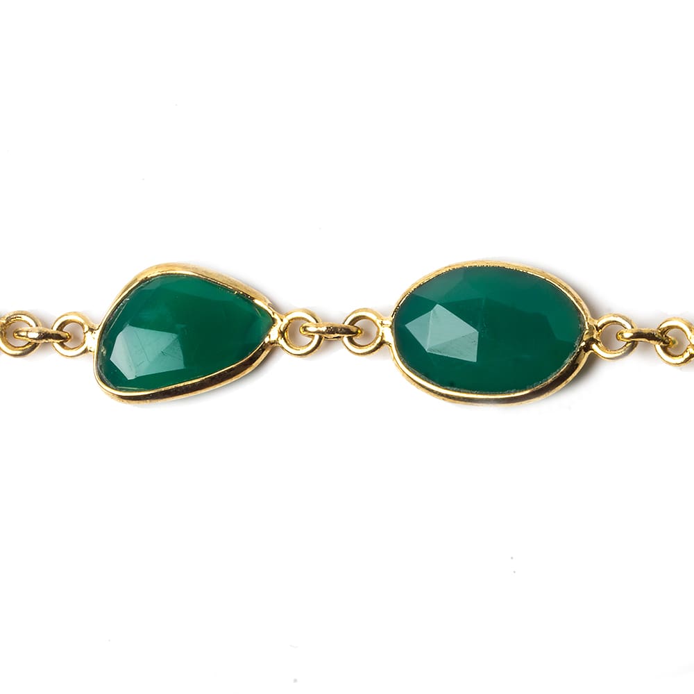 13x13-15x12mm Vermeil Bezel Green Onyx Nugget Vermeil Chain by the foot 14 pcs (ONLINE ORDER ONLY)