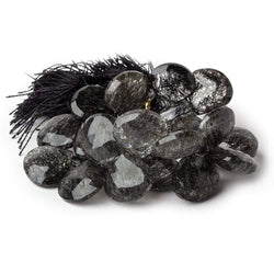 13x13-15x15mm Black Tourmalinated Quartz Heart Briolette 5 inch 23 beads AAA (ONLINE ORDER ONLY)