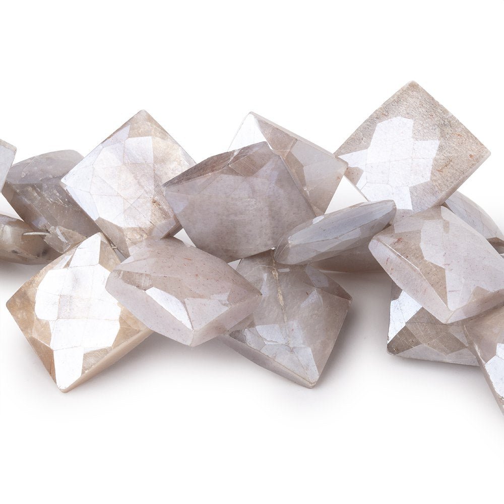 13-16mm Mystic Cream Moonstone Corner Drilled Faceted Squares 8 inch 35 beads (ONLINE ORDER ONLY)