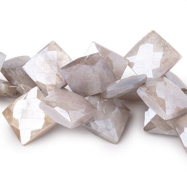 13-16mm Mystic Cream Moonstone Corner Drilled Faceted Squares 8 inch 35 beads (ONLINE ORDER ONLY)