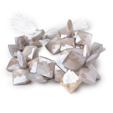 13-16mm Mystic Cream Moonstone Corner Drilled Faceted Squares 8 inch 35 beads (ONLINE ORDER ONLY)