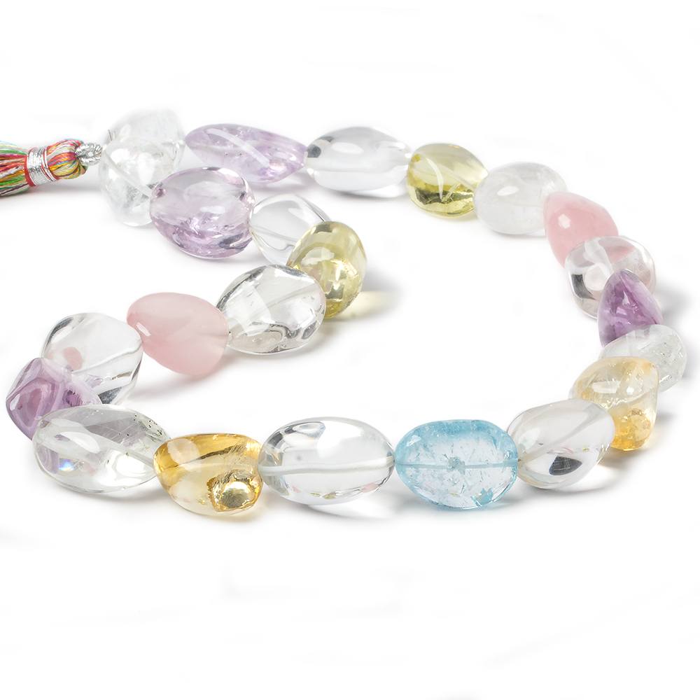 13x13-21x13mm Multi-Gemstone plain nugget beads 16 inch 23 pieces A (ONLINE ORDER ONLY)