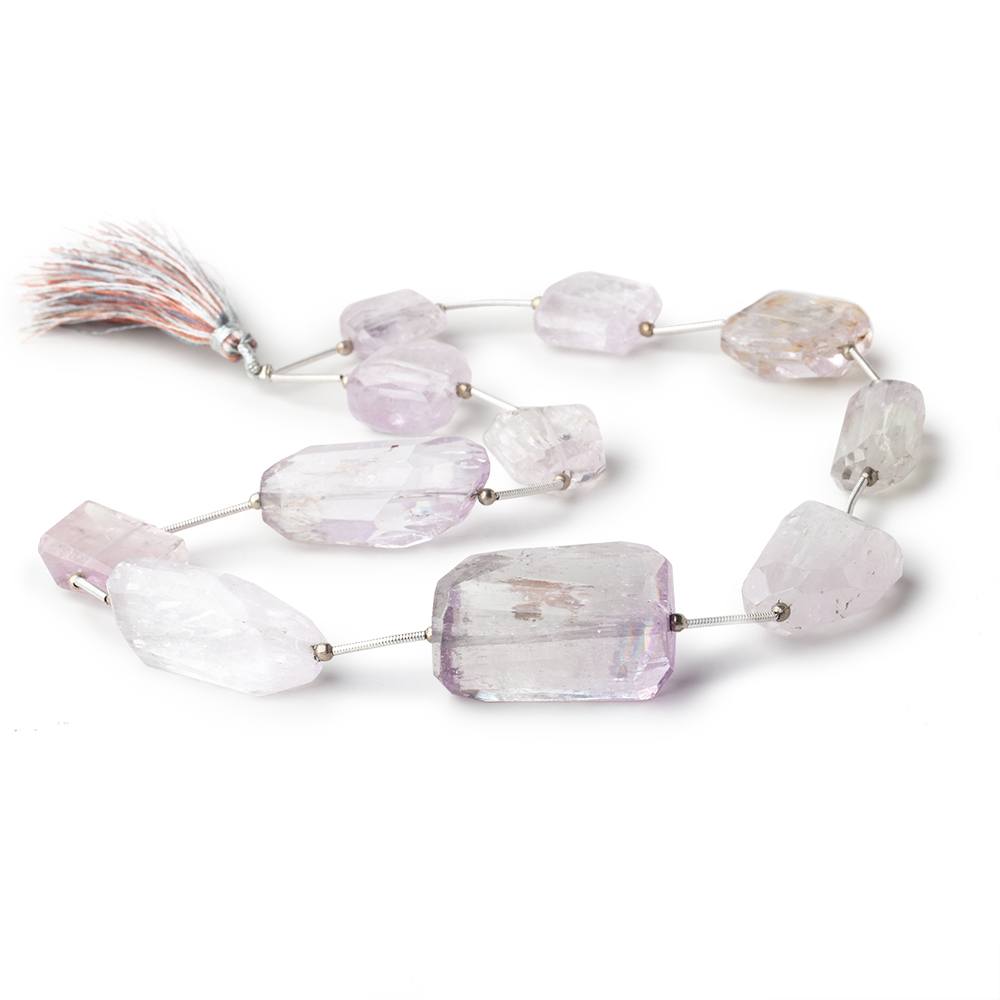 13x13-29x19mm Kunzite & Hiddenite faceted nugget beads 16 inch 11 pieces (ONLINE ORDER ONLY)