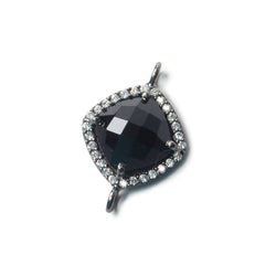13x13mm Black Chalcedony CZ Bezel Pillow Connector 1 piece (ONLINE ORDER ONLY)