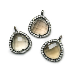 13mm Black Gold CZ Bezel Smoky Hydro Quartz Faceted Heart Pendant 1 piece (ONLINE ORDER ONLY)