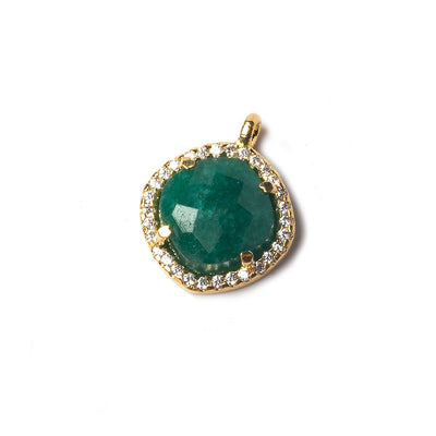 13x13mm Vermeil Bezeled White CZ and Green Onyx Pillow Pendant 1 piece (ONLINE ORDER ONLY)