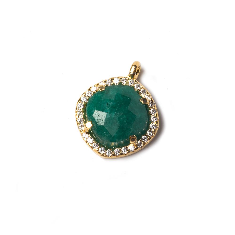 13x13mm Vermeil Bezeled White CZ and Green Onyx Pillow Pendant 1 piece (ONLINE ORDER ONLY)