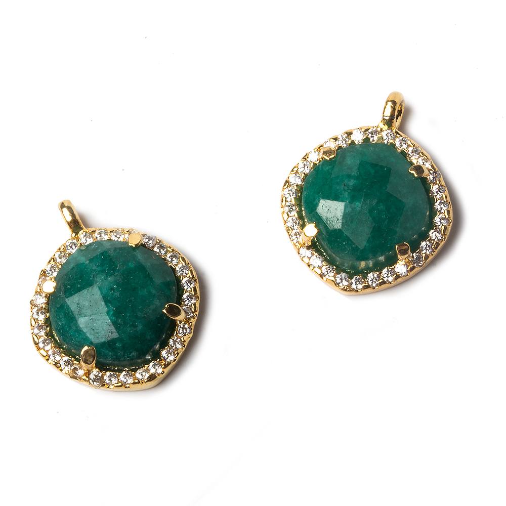 13x13mm Vermeil Bezeled White CZ and Green Onyx Pillow Pendant 1 piece (ONLINE ORDER ONLY)