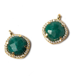 13x13mm Vermeil Bezeled White CZ and Green Onyx Pillow Pendant 1 piece (ONLINE ORDER ONLY)