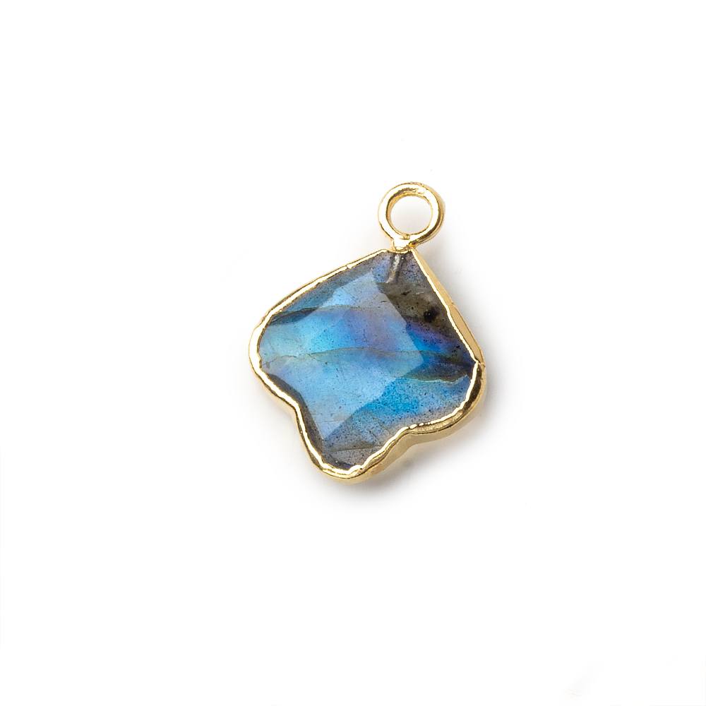 13x13mm Gold Leafed Labradorite Faceted Trillium Flower Focal Bead Pendant sold as 1 piece (ONLINE ORDER ONLY)