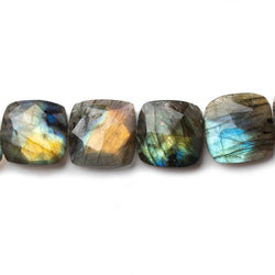 13x13mm Labradorite faceted square cushion beads 8 inch 15 pieces (ONLINE ORDER ONLY)