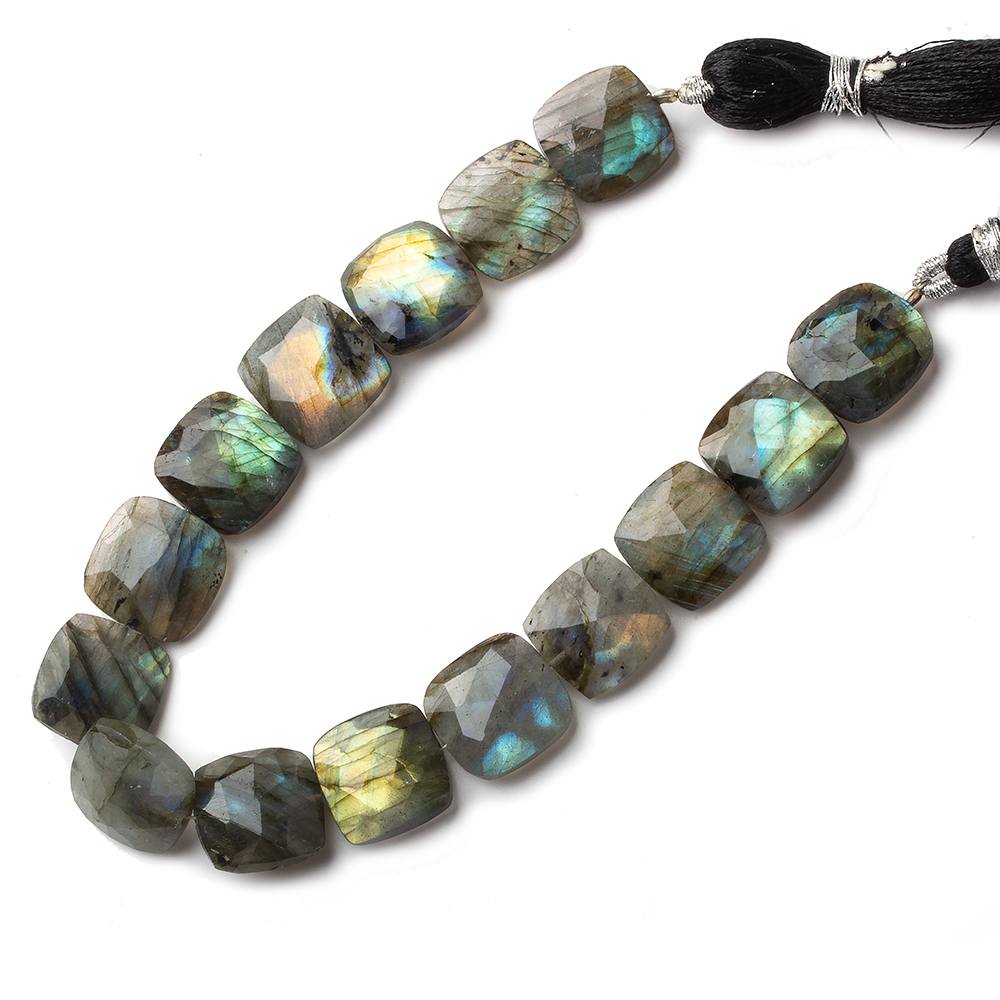 13x13mm Labradorite faceted square cushion beads 8 inch 15 pieces (ONLINE ORDER ONLY)