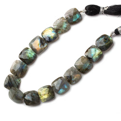 13x13mm Labradorite faceted square cushion beads 8 inch 15 pieces (ONLINE ORDER ONLY)