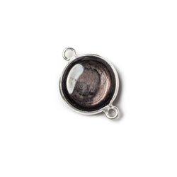 13x13mm Silver Bezeled Hypersthene plain coin Connector 1 piece (ONLINE ORDER ONLY)