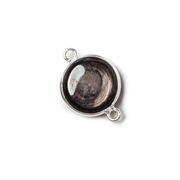 13x13mm Silver Bezeled Hypersthene plain coin Connector 1 piece (ONLINE ORDER ONLY)