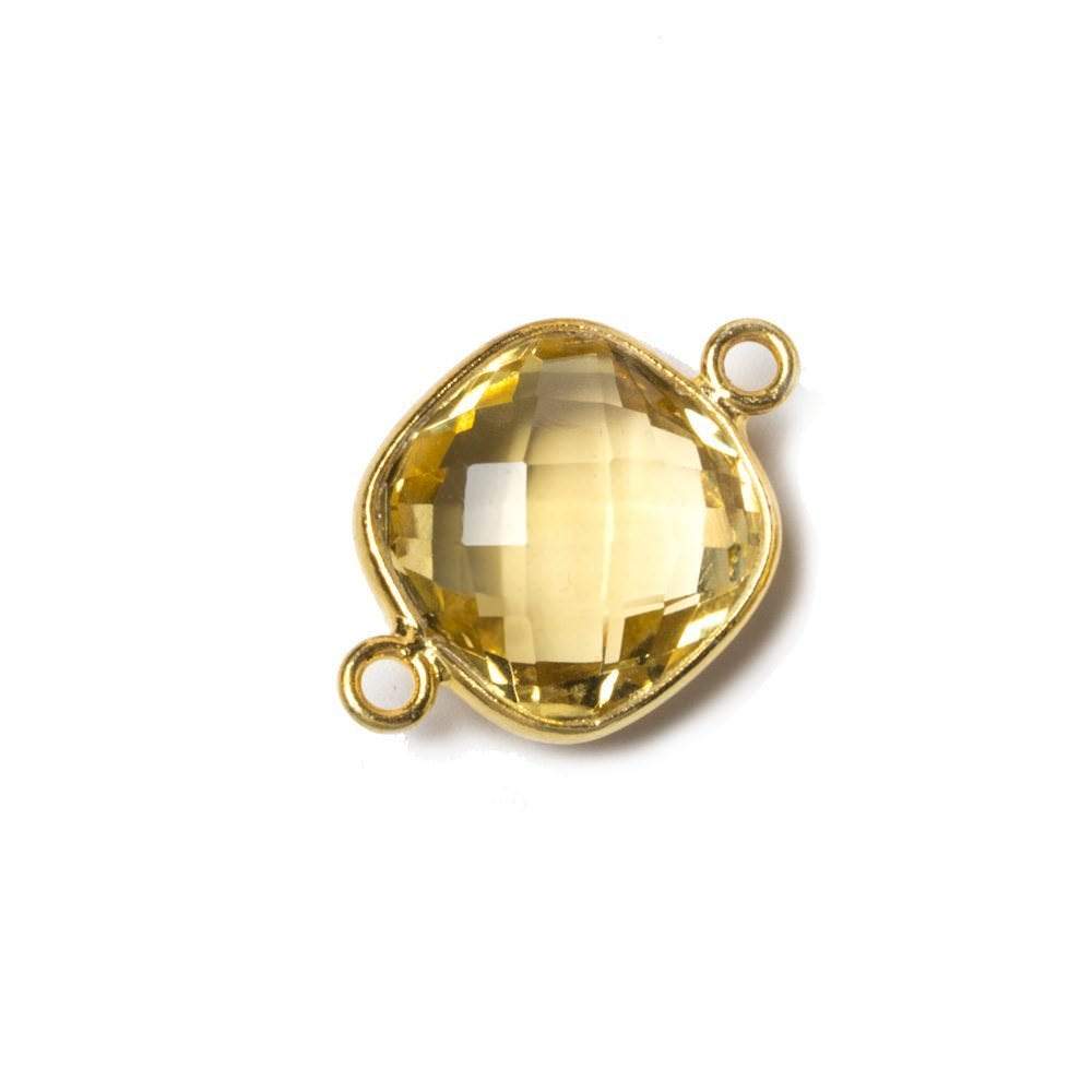 13x13mm Vermeil Bezeled Citrine faceted pillow Connector 1 piece (ONLINE ORDER ONLY)