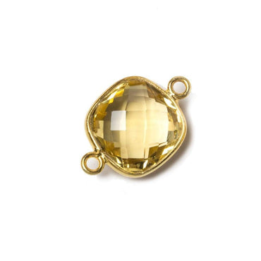 13x13mm Vermeil Bezeled Citrine faceted pillow Connector 1 piece (ONLINE ORDER ONLY)
