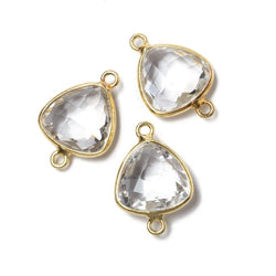 13x13mm Vermeil Bezeled Crystal Quartz trillion Connector 1 piece (ONLINE ORDER ONLY)