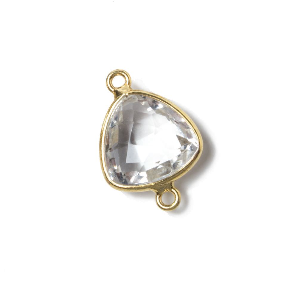 13x13mm Vermeil Bezeled Crystal Quartz trillion Connector 1 piece (ONLINE ORDER ONLY)