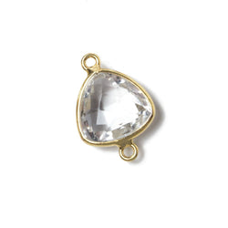 13x13mm Vermeil Bezeled Crystal Quartz trillion Connector 1 piece (ONLINE ORDER ONLY)