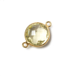 13x13mm Vermeil Bezeled Lemon Quartz faceted coin Connector 1 piece (ONLINE ORDER ONLY)