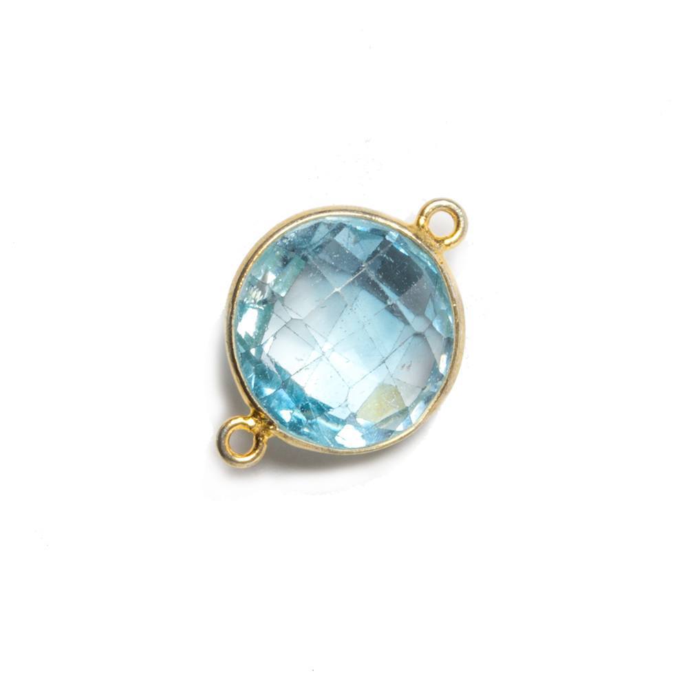 13x13mm Vermeil Bezeled Sky Blue Topaz faceted coin Connector 1 piece (ONLINE ORDER ONLY)