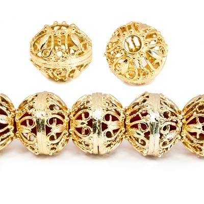 13x15mm 22kt Gold Plated Copper Heart Filigree Round Bead *DISCONTINUED* (ONLINE ORDER ONLY)