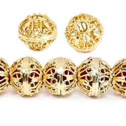 13x15mm 22kt Gold Plated Copper Heart Filigree Round Bead *DISCONTINUED* (ONLINE ORDER ONLY)