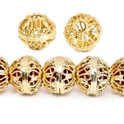 13x15mm 22kt Gold Plated Copper Heart Filigree Round Bead *DISCONTINUED* (ONLINE ORDER ONLY)