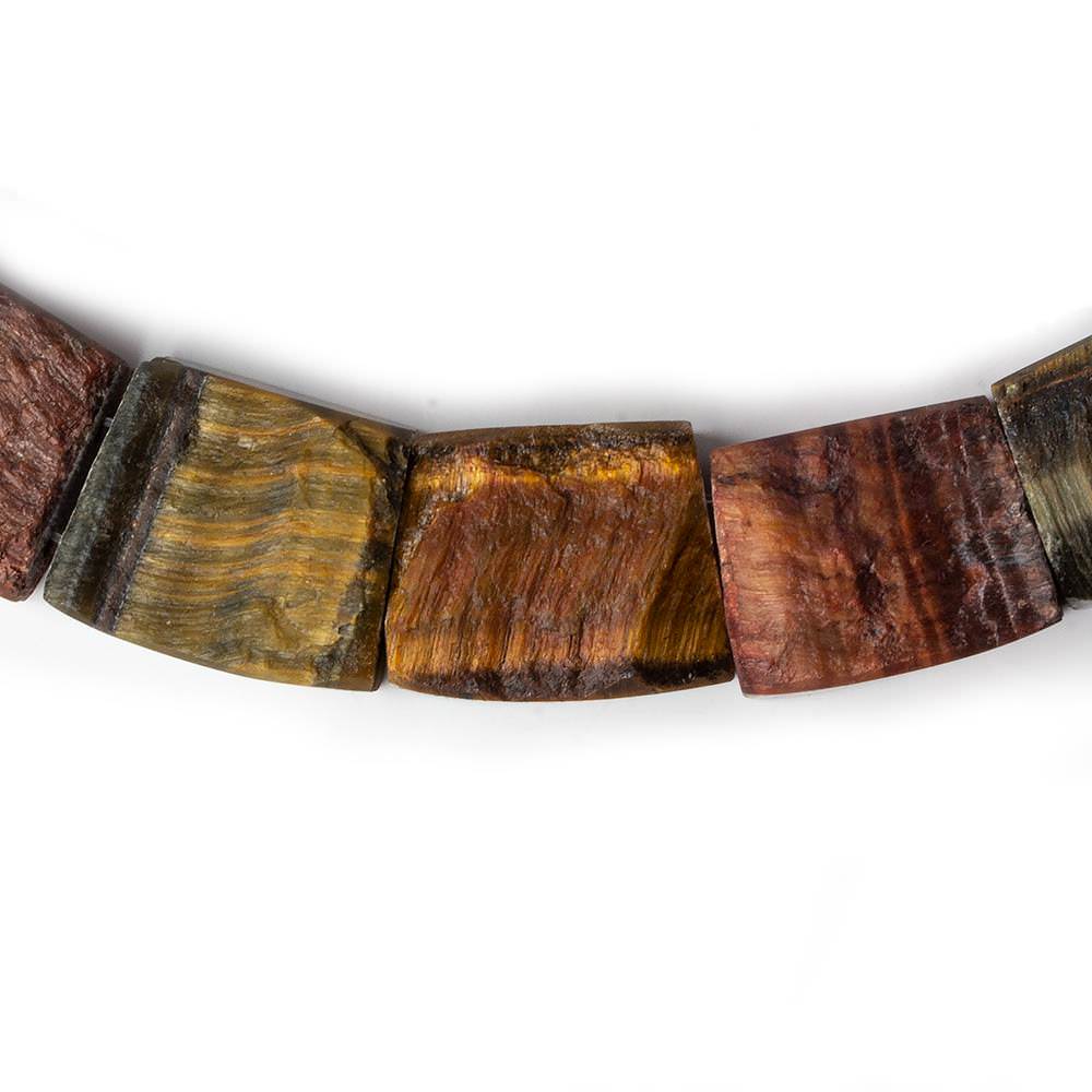 13x18-20x24mm Matte & Polished Multi Color Tiger's Eye fancy shape Collar 25 beads A (ONLINE ORDER ONLY)