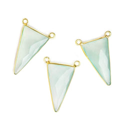 23.5x13mm Vermeil Bezel Sea Green Chalcedony Triangle Connector 1 piece (ONLINE ORDER ONLY)