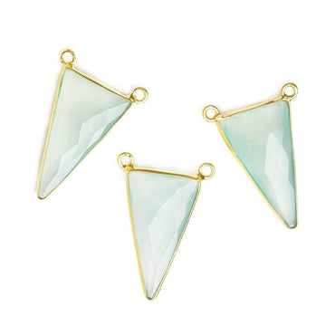 23.5x13mm Vermeil Bezel Sea Green Chalcedony Triangle Connector 1 piece (ONLINE ORDER ONLY)