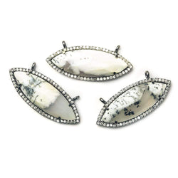 13x33mm Black Gold Bezel CZ & Dendritic Opal Marquise East West Connector 1 focal bead (ONLINE ORDER ONLY)