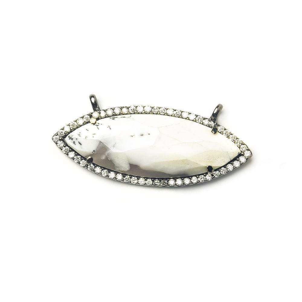 13x33mm Black Gold Bezel CZ & Dendritic Opal Marquise East West Connector 1 focal bead (ONLINE ORDER ONLY)