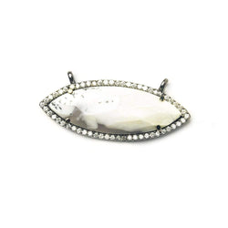 13x33mm Black Gold Bezel CZ & Dendritic Opal Marquise East West Connector 1 focal bead (ONLINE ORDER ONLY)