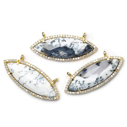 13x33mm Vermeil Bezel CZ & Dendritic Opal Marquise East West Connector 1 focal bead (ONLINE ORDER ONLY)