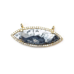 13x33mm Vermeil Bezel CZ & Dendritic Opal Marquise East West Connector 1 focal bead (ONLINE ORDER ONLY)