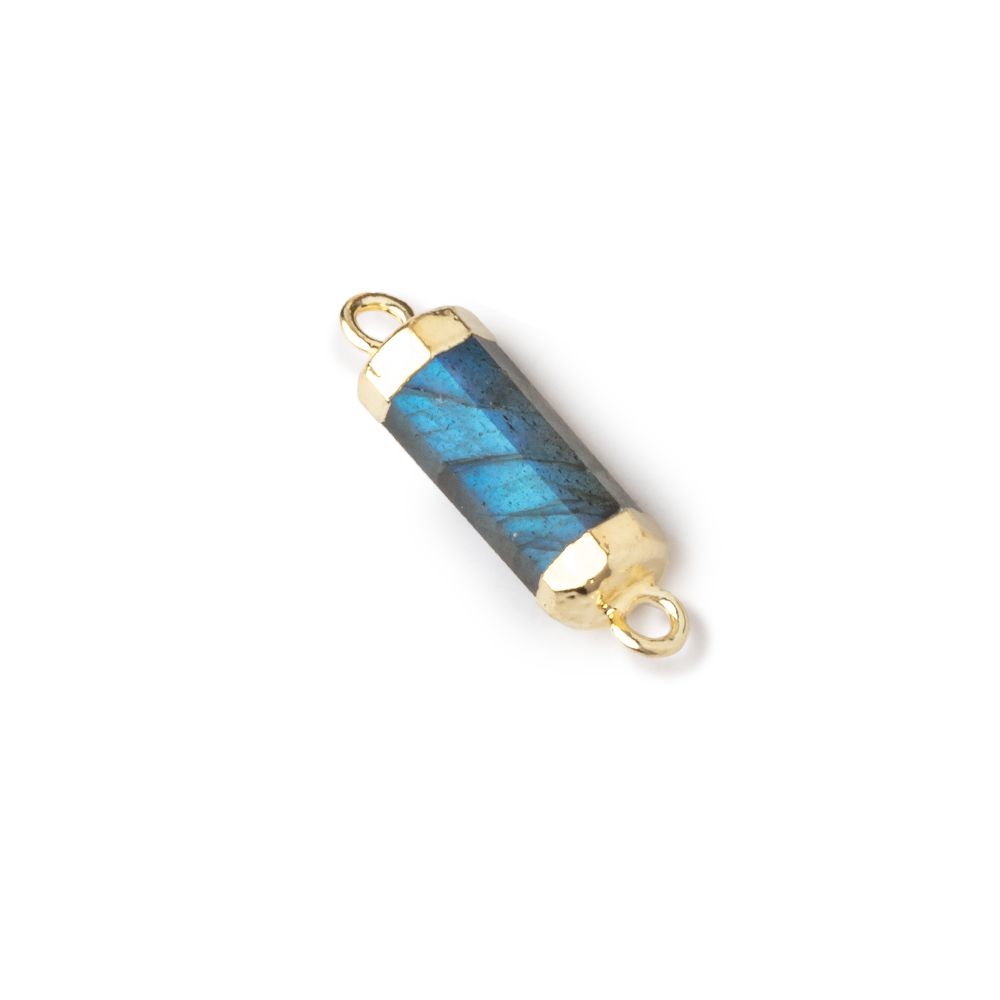 13x5mm Gold Leafed Labradorite faceted barrel tube Connector 1 piece (ONLINE ORDER ONLY)