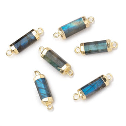 13x5mm Gold Leafed Labradorite faceted barrel tube Connector 1 piece (ONLINE ORDER ONLY)