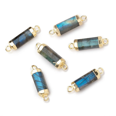 13x5mm Gold Leafed Labradorite faceted barrel tube Connector 1 piece (ONLINE ORDER ONLY)