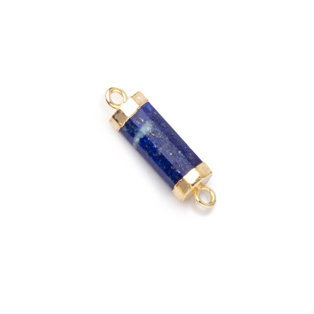 13x5mm Gold Leafed Lapis Lazuli faceted barrel tube Connector 1 piece (ONLINE ORDER ONLY)