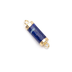13x5mm Gold Leafed Lapis Lazuli faceted barrel tube Connector 1 piece (ONLINE ORDER ONLY)