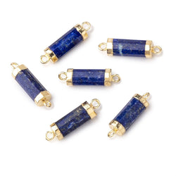 13x5mm Gold Leafed Lapis Lazuli faceted barrel tube Connector 1 piece (ONLINE ORDER ONLY)