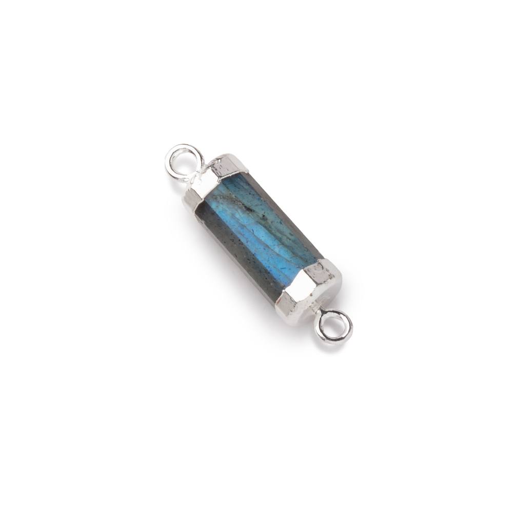13x5mm Silver Leafed Labradorite faceted tube barrel Connector 1 piece (ONLINE ORDER ONLY)