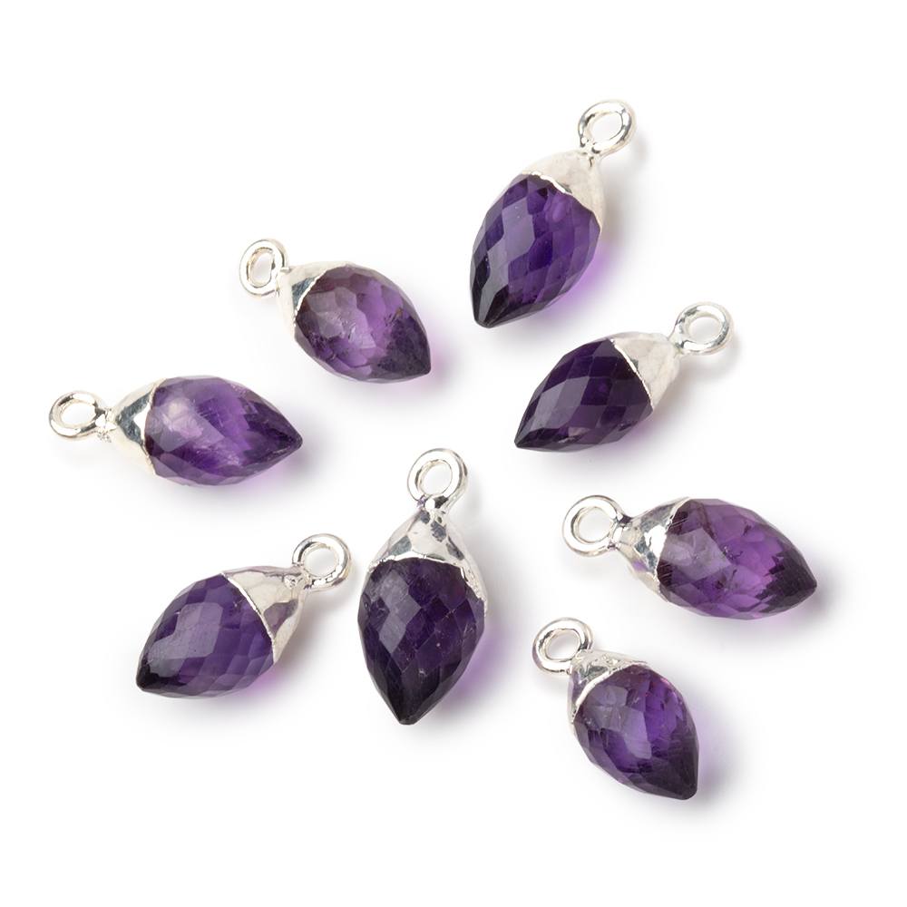 13x6-15x8mm Silver Leafed Amethyst Faceted Marquise Pendant 1 piece (ONLINE ORDER ONLY)