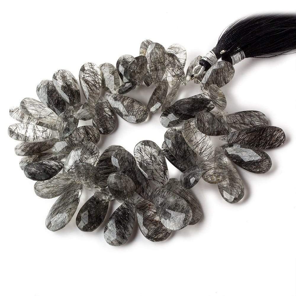 13x6-25x12mm Black Tourmalinated Quartz Faceted Pear Beads 7.5 inch 54 pieces (ONLINE ORDER ONLY)