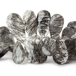 13x6-25x12mm Black Tourmalinated Quartz Faceted Pear Beads 7.5 inch 54 pieces (ONLINE ORDER ONLY)