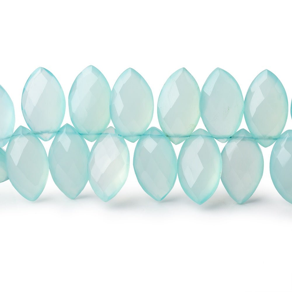 13x7-14x8mm Seafoam Blue Chalcedony Faceted Marquise Beads 8 inch 47 pieces (ONLINE ORDER ONLY)