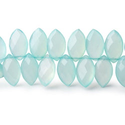 13x7-14x8mm Seafoam Blue Chalcedony Faceted Marquise Beads 8 inch 47 pieces (ONLINE ORDER ONLY)